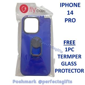 iPhone 14 Pro Case with Ring Stand Blue Color NEW